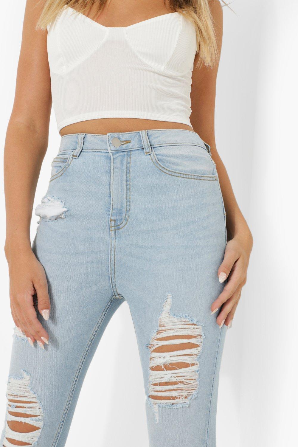 Light blue high waisted best sale ripped jeans